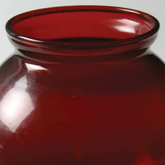 Vintage Ruby Red Ivy Ball Glass Globe Flower Vase Candle Holder Anchorglass - Picture 6 of 6